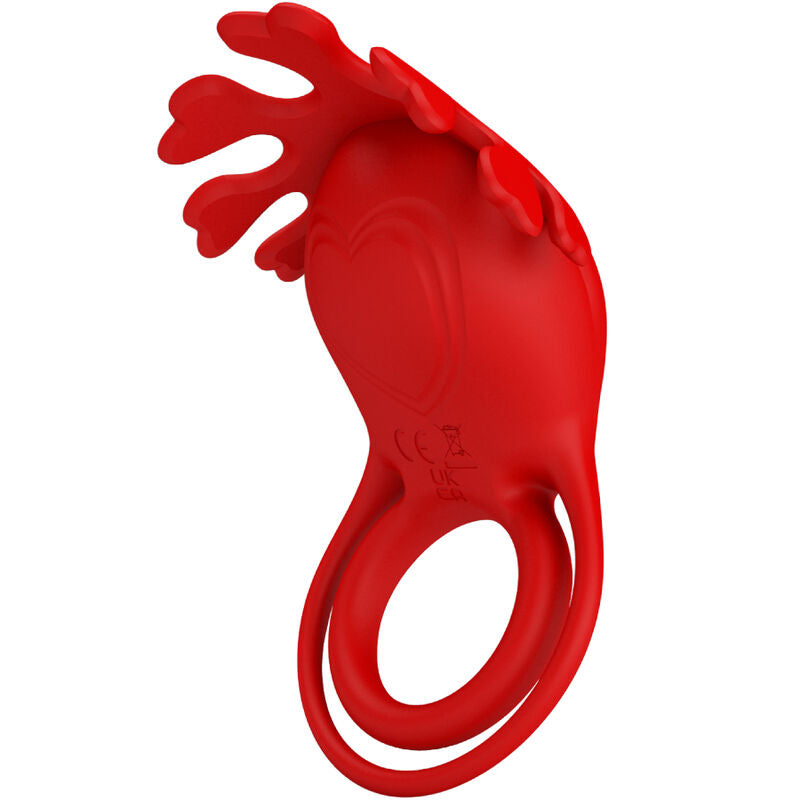 PRETTY LOVE - ANNEAU VIBRATEUR RUBEN 7 VIBRATIONS EN SILICONE ROUGE