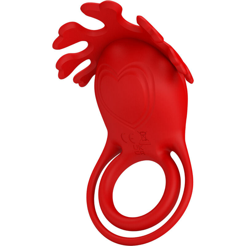 PRETTY LOVE - ANNEAU VIBRATEUR RUBEN 7 VIBRATIONS EN SILICONE ROUGE