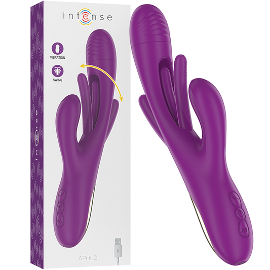 INTENSE - VIBRATEUR MULTIFONCTION RECHARGEABLE APOLO 7 VIBRATIONS AVEC LANGUE OSCILLANTE VIOLET