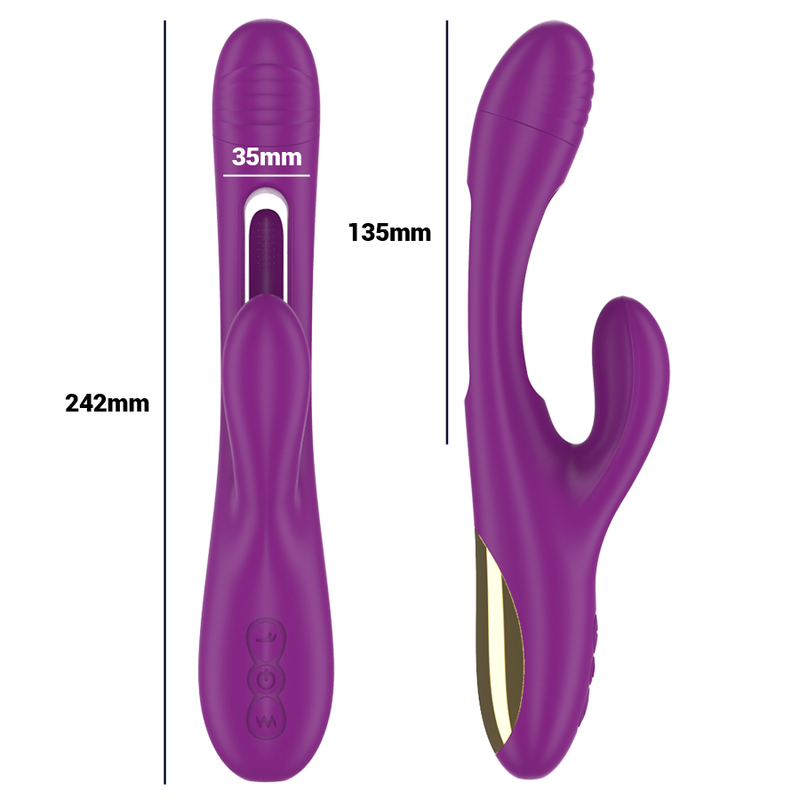 INTENSE - VIBRATEUR MULTIFONCTION RECHARGEABLE APOLO 7 VIBRATIONS AVEC LANGUE OSCILLANTE VIOLET