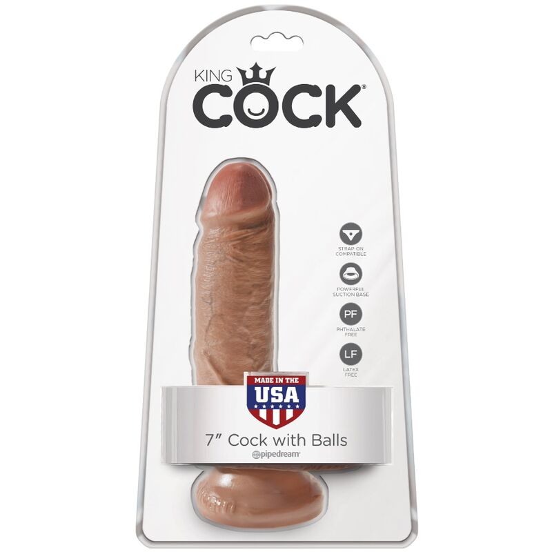 KING COCK - PÉNIS RÉALISTE AVEC BOULES 13,2 CM CARAMEL