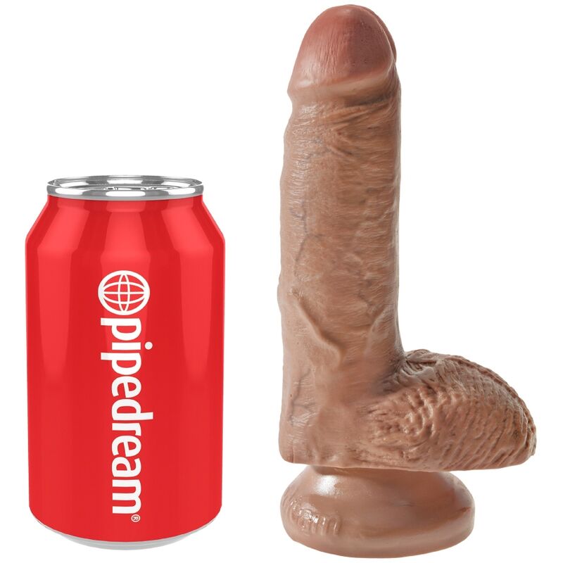 KING COCK - PÉNIS RÉALISTE AVEC BOULES 13,2 CM CARAMEL