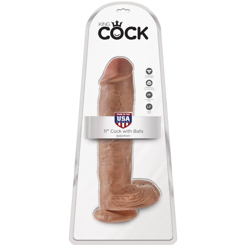 KING COCK - PÉNIS RÉALISTE AVEC BOULES 22,6 CM CARAMEL