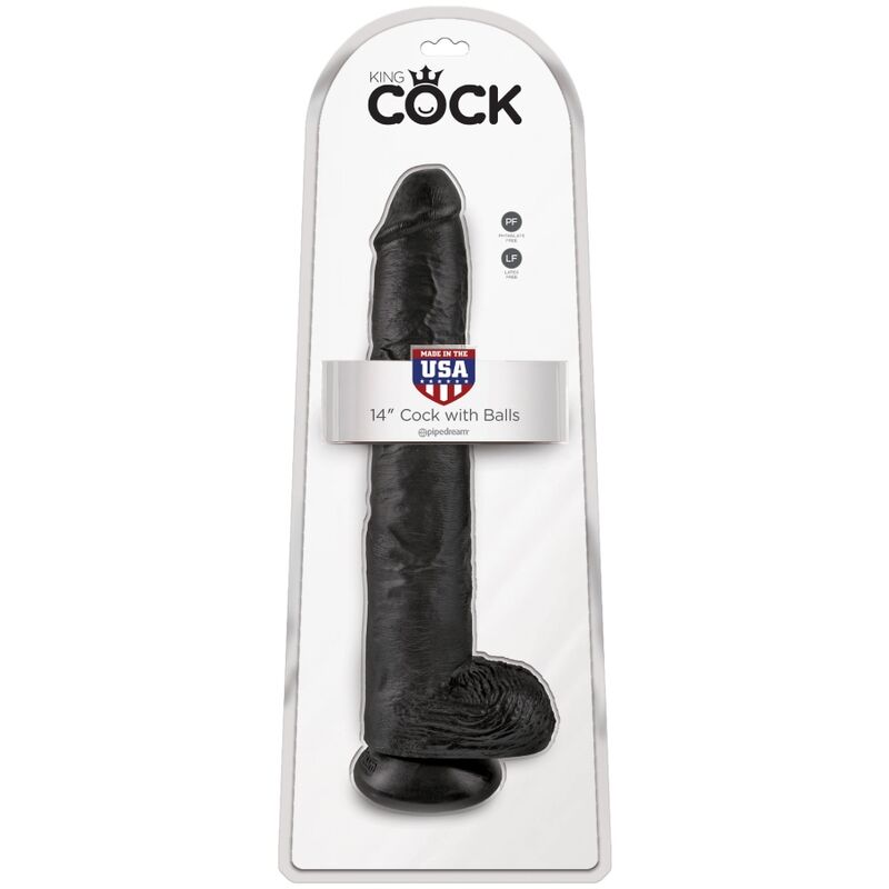 KING COCK - PÉNIS RÉALISTE AVEC BOULES 30,5 CM NOIR