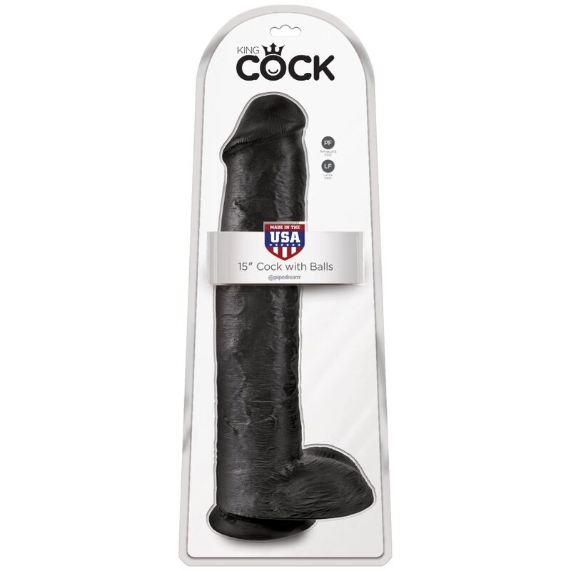 KING COCK - PÉNIS RÉALISTE AVEC BOULES 34,2 CM NOIR