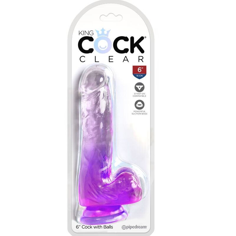 KING COCK - PÉNIS RÉALISTE CLAIR AVEC BOULES 13,5 CM VIOLET