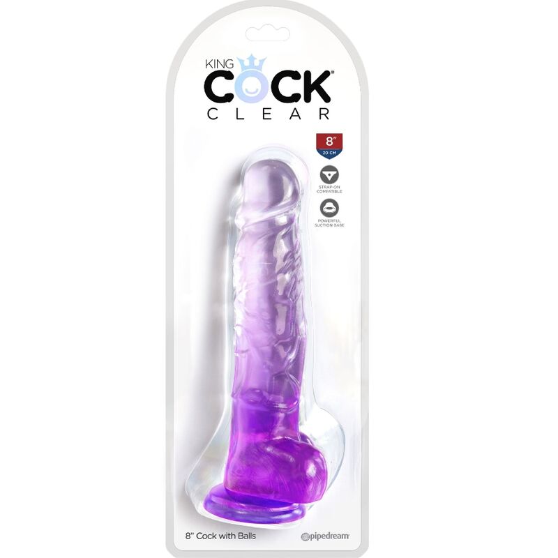 KING COCK - PÉNIS RÉALISTE CLAIR AVEC BOULES 16,5 CM VIOLET