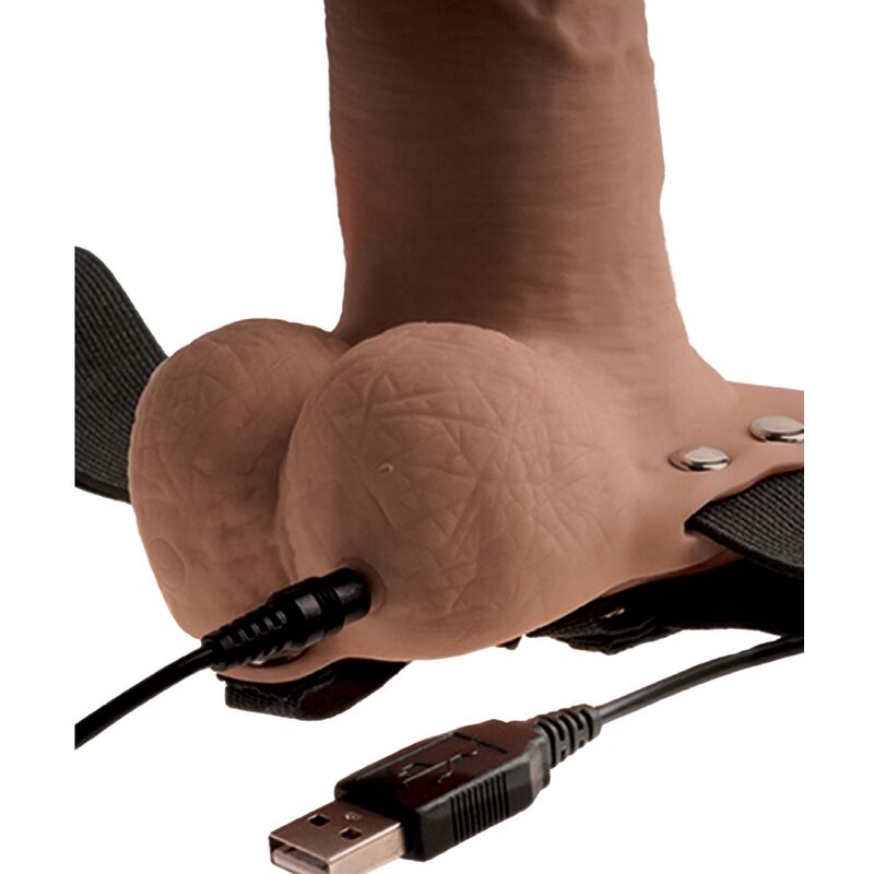 FETISH FANTASY SERIES - ADJUSTABLE HARNESS REALISTIC PENIS WITH RECHARGEABLE TESTICLES AND 15 CM VIBRATOR