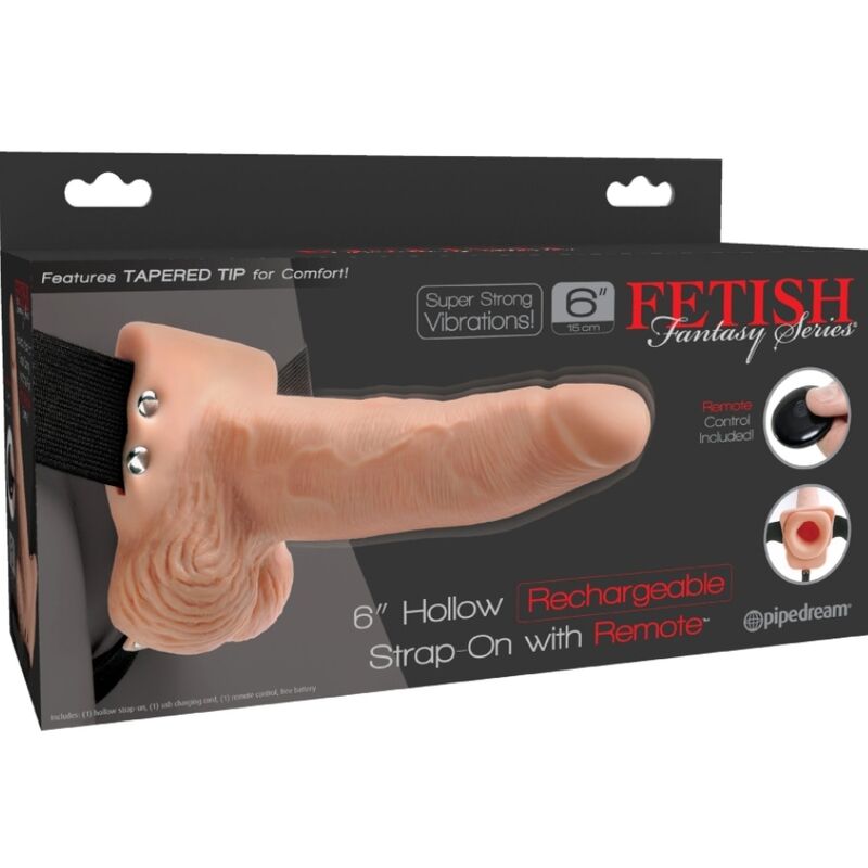 FETISH FANTASY SERIES - ADJUSTABLE HARNESS REMOTE CONTROL REALISTIC PENIS WITH RECHARGEABLE TESTICLES AND 15 CM VIBRATOR