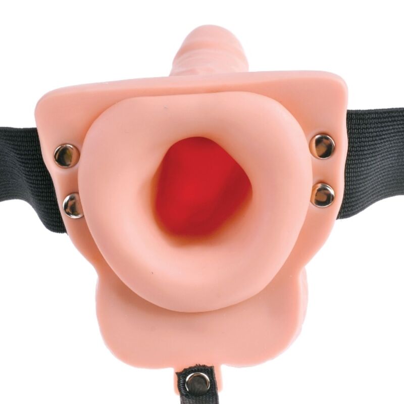 FETISH FANTASY SERIES - ADJUSTABLE HARNESS REMOTE CONTROL REALISTIC PENIS WITH RECHARGEABLE TESTICLES AND 15 CM VIBRATOR