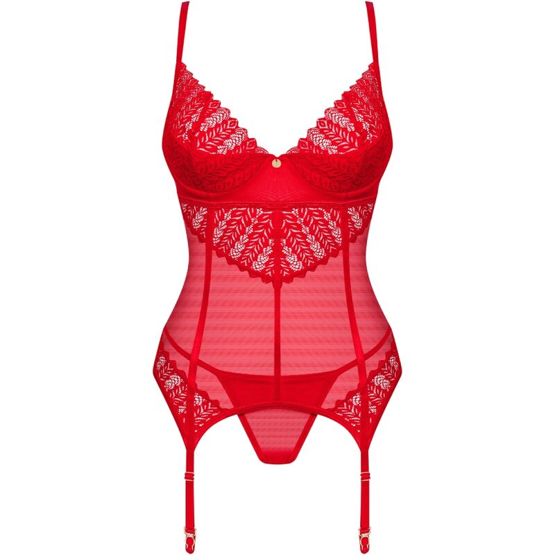 OBSESSIVE - CORSET ET STRING INGRIDIA ROUGE XS/S