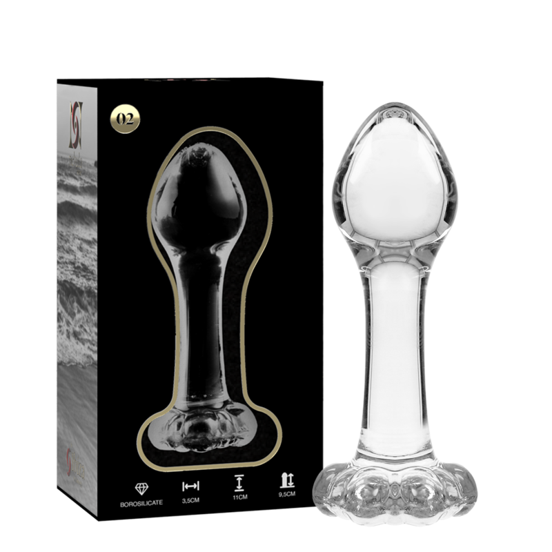 NEBULA SERIES BY IBIZA - MODEL 2 TRANSPARENT BOROSILICATE GLASS ANAL PLUG 11 CM -OR- 3.5 CM