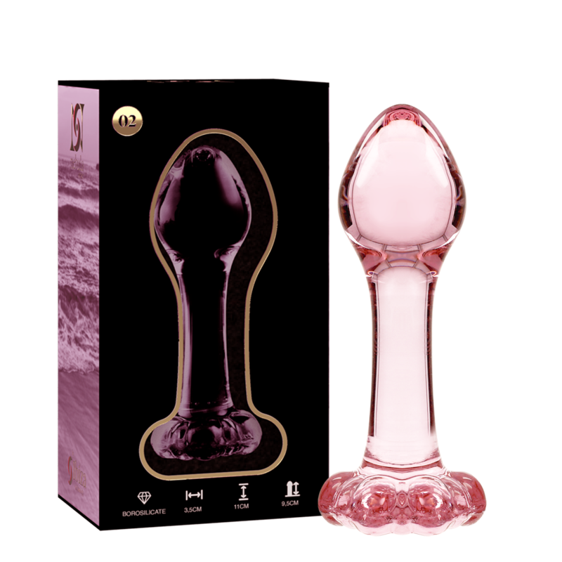 NEBULA SERIES BY IBIZA - MODEL 2 TRANSPARENT BOROSILICATE GLASS ANAL PLUG 11 CM -OR- 3.5 CM