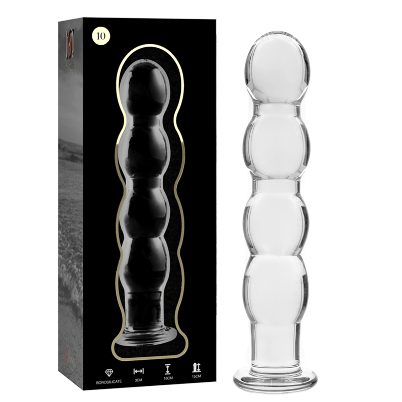 NEBULA SERIES BY IBIZA - MODELLO 10 DILDO IN VETRO BOROSILICATO TRASPARENTE 16.5 CM -O- 3.5 CM