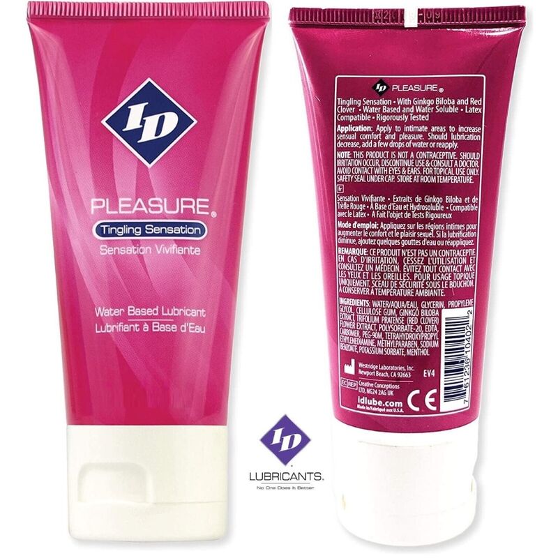 ID PLEASURE - LUBRIFIANT À BASE D'EAU AVEC TEINTURE SENSATION TUBE DE VOYAGE 60 ML