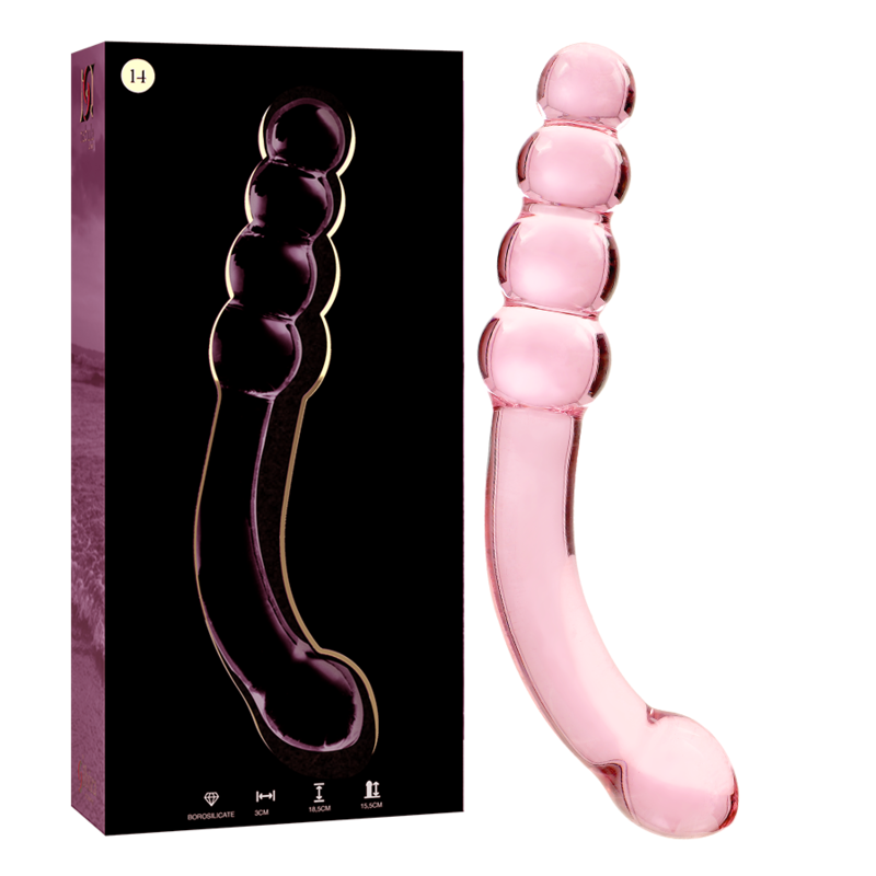 NEBULA SERIES BY IBIZA - MODEL 14 TRANSPARENT BOROSILICATE GLASS DILDO 18.5 CM -OR- 3 CM