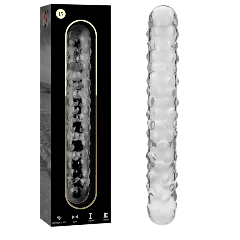 SÉRIE NEBULA PAR IBIZA - MODÈLE 15 GODE EN VERRE BOROSILICATE TRANSPARENT 18,5 CM -O- 3 CM