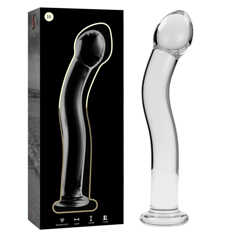 NEBULA SERIES BY IBIZA - MODELLO 18 DILDO IN VETRO BOROSILICATO TRASPARENTE 18.5 CM -O- 3.5 CM