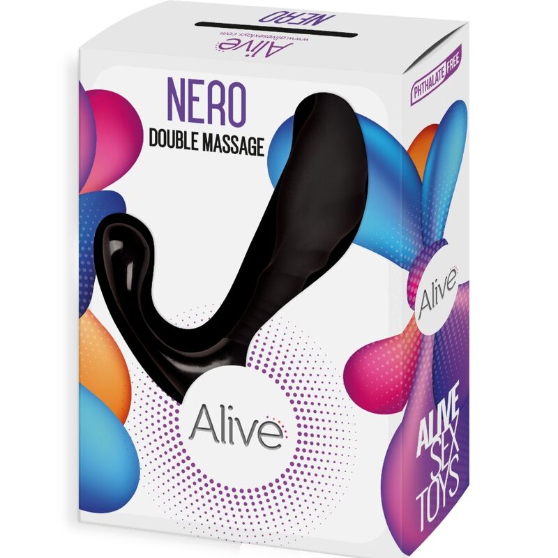 ALIVE - DOPPIO MASSAGGIATORE NERO ANALE E PROSTATICO