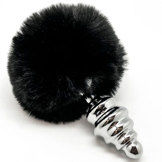 ALIVE - PLUG ANAL PLEASURE SPIRAL METAL FLUFFY BLACK SIZE S