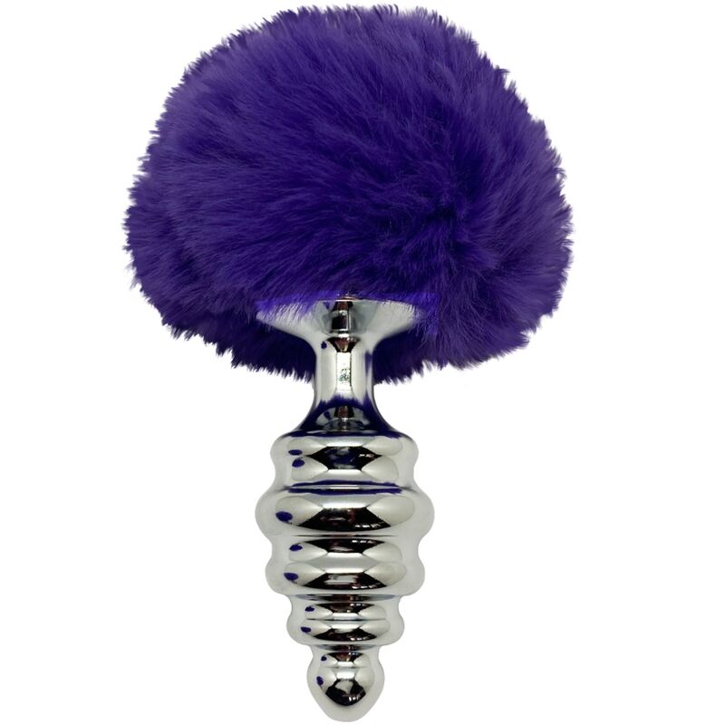 ALIVE - PLUG PIACERE ANALE SPIRALE METALLO FLUFFY VIOLA SCURO TAGLIA L