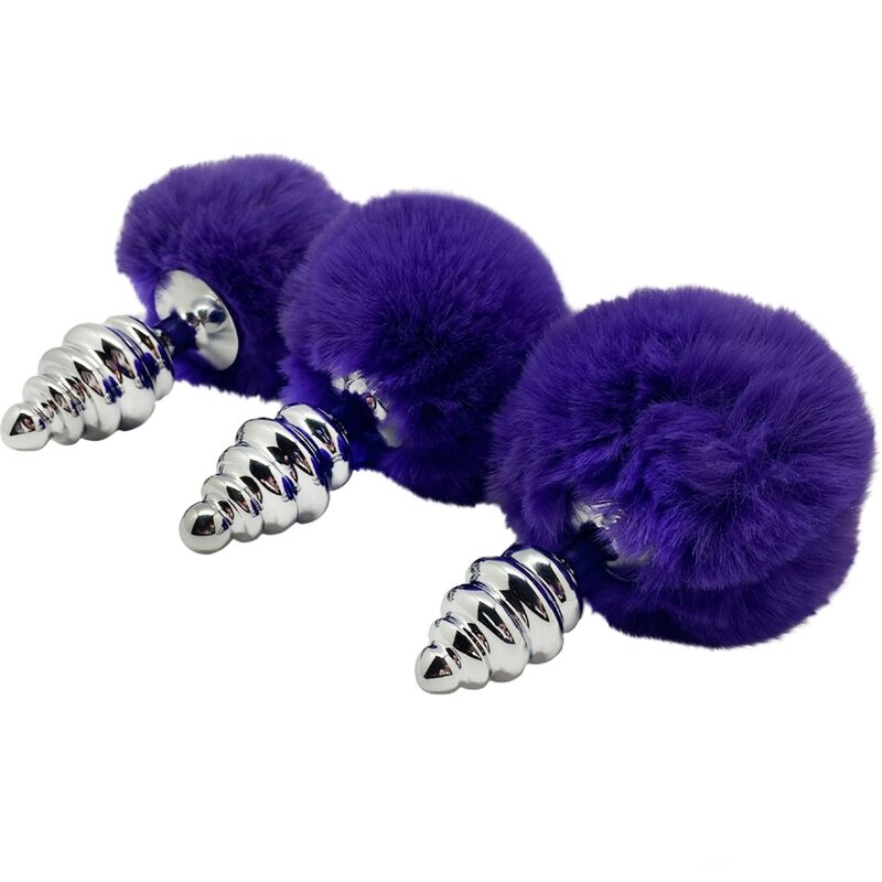 ALIVE - PLUG PIACERE ANALE SPIRALE METALLO FLUFFY VIOLA SCURO TAGLIA M