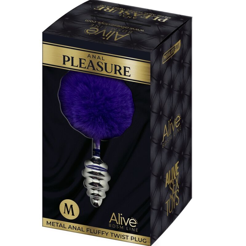 ALIVE - PLUG PIACERE ANALE SPIRALE METALLO FLUFFY VIOLA SCURO TAGLIA M