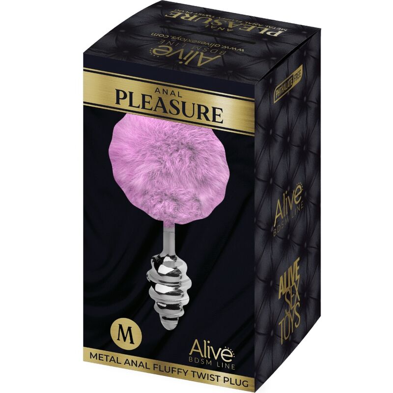 ALIVE - PLUG ANAL PLEASURE SPIRAL METAL FLUFFY PURPLE SIZE M