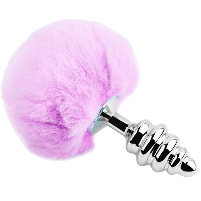 ALIVE - PLUG ANAL PLEASURE SPIRAL METAL FLUFFY PURPLE SIZE M