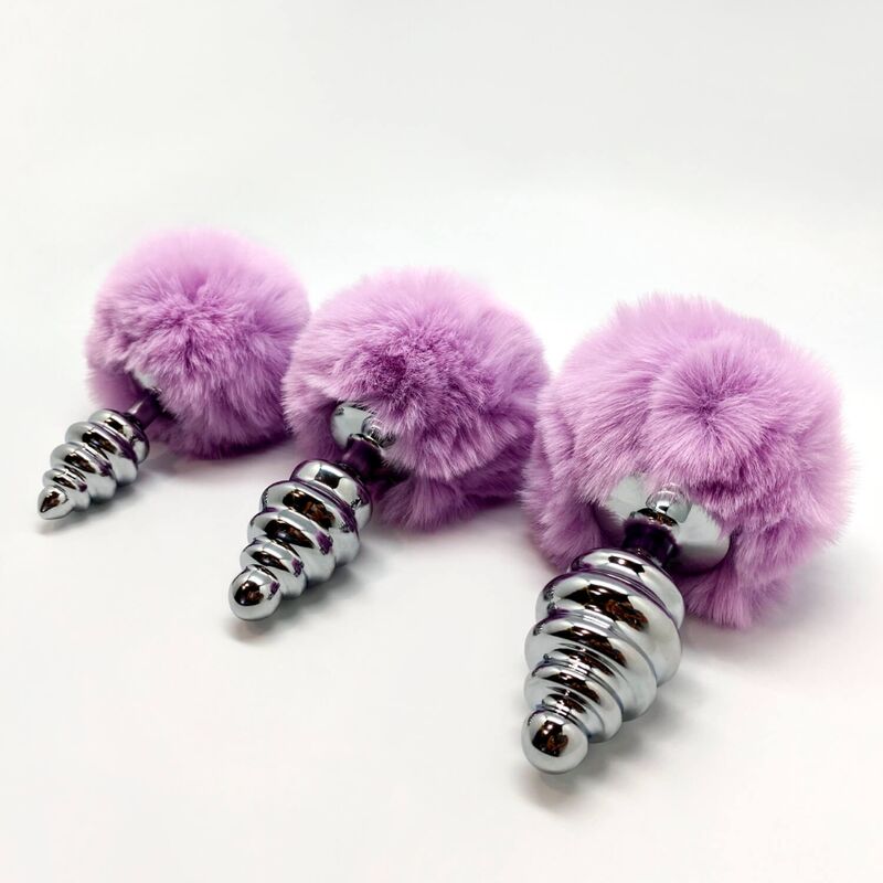 ALIVE - PLUG ANAL PLEASURE SPIRAL METAL FLUFFY PURPLE SIZE M