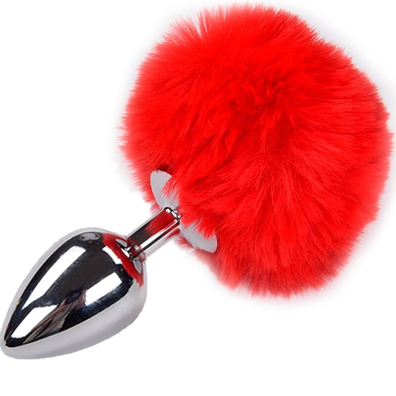 ALIVE - PLUG DE PLAISIR ANAL LISSE MÉTAL ROUGE FLUFFY TAILLE L