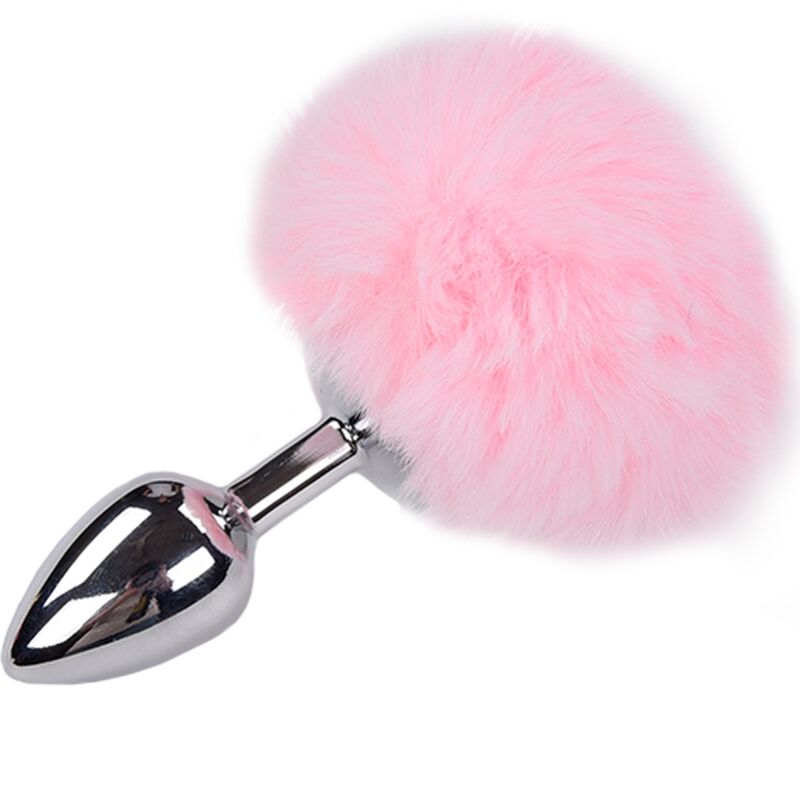 ALIVE - PLUG DE PLAISIR ANAL LISSE MÉTAL ROSE FLUFFY TAILLE M