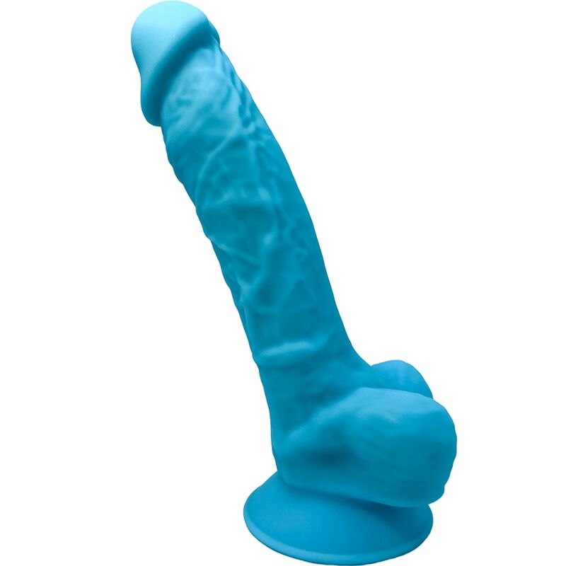 SILEXD - MODÈLE 1 PÉNIS RÉALISTE PREMIUM SILEXPAN SILICONE BLEU 17,5 CM