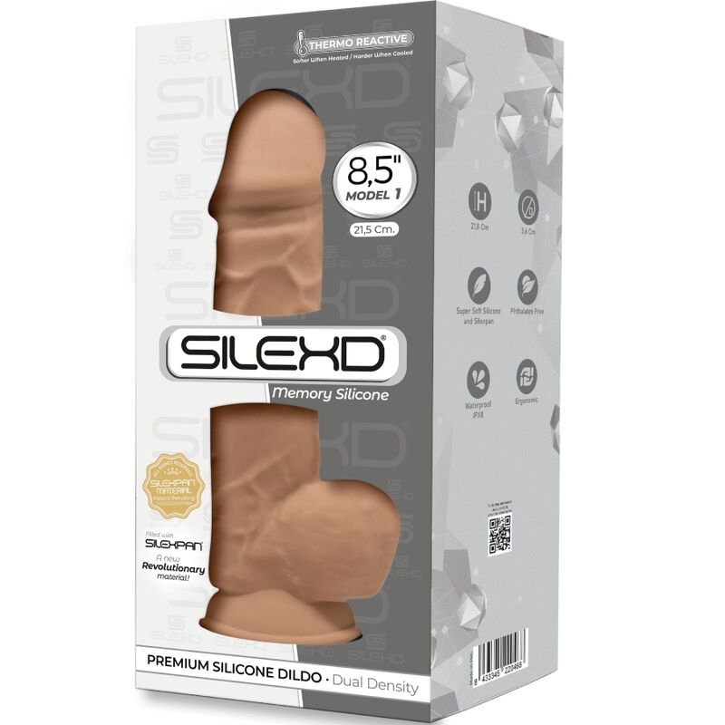 SILEXD - MODÈLE 1 PÉNIS RÉALISTE PREMIUM SILEXPAN SILICONE CARAMEL 21,5 CM