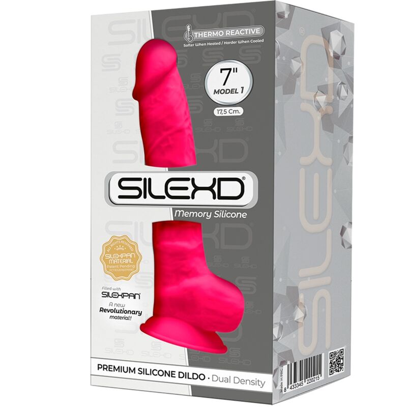 SILEXD - MODÈLE 1 PÉNIS RÉALISTE PREMIUM SILEXPAN SILICONE FUCHSIA 17,5 CM