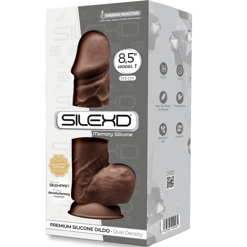 SILEXD - MODÈLE 1 PÉNIS RÉALISTE PREMIUM SILEXPAN SILICONE MARRON 21,5 CM