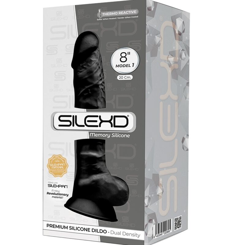 SILEXD - MODEL 1 REALISTIC PENIS PREMIUM SILEXPAN BLACK SILICONE 20 CM