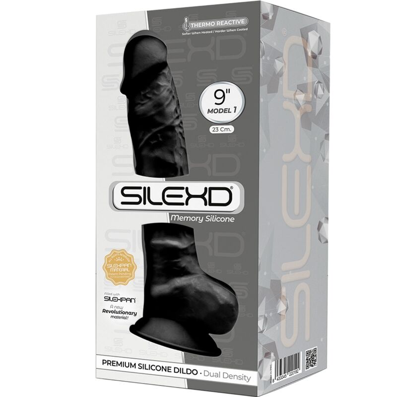 SILEXD - MODEL 1 REALISTIC PENIS PREMIUM SILEXPAN BLACK SILICONE 23 CM