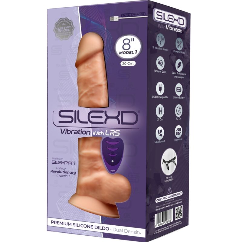 SILEXD - VIBRATEUR PÉNIS RÉALISTE MODÈLE 1 EN SILICONE PREMIUM TÉLÉCOMMANDE SILEXPAN 20 CM