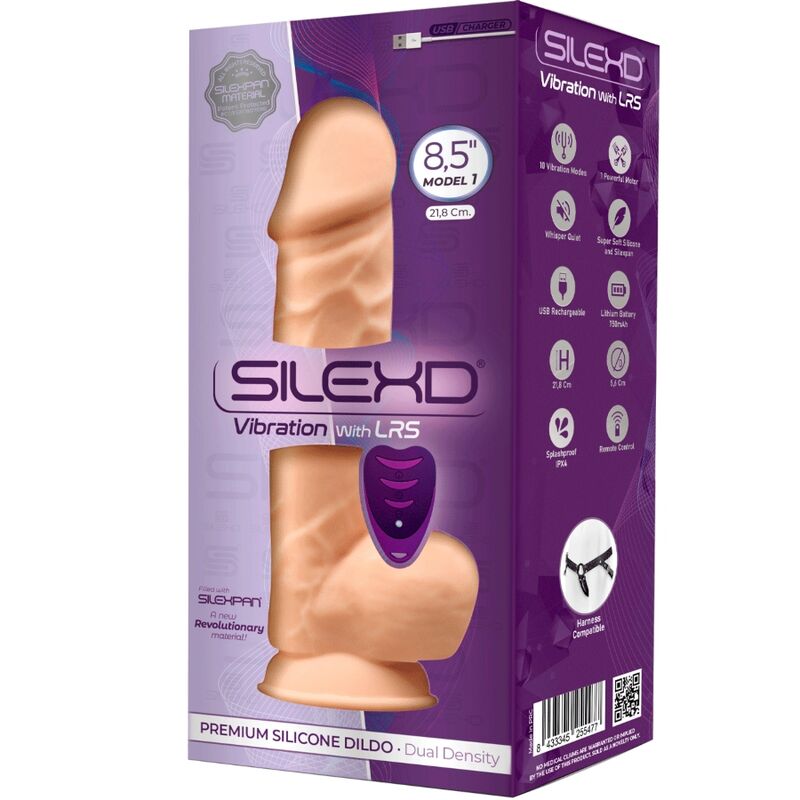 SILEXD - MODÈLE 1 VIBRATEUR PÉNIS RÉALISTE EN SILICONE PREMIUM TÉLÉCOMMANDE SILEXPAN 21,8 CM