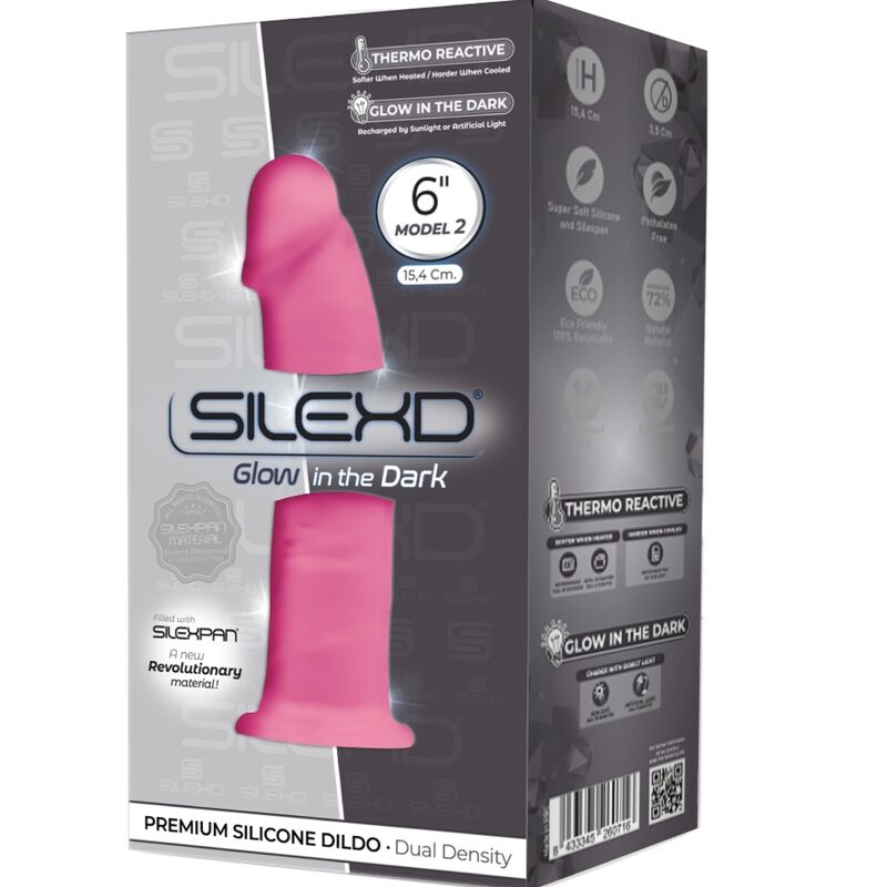 SILEXD - MODÈLE 2 PÉNIS RÉALISTE PREMIUM SILEXPAN EN SILICONE ROSE FLUORESCENT 15 CM