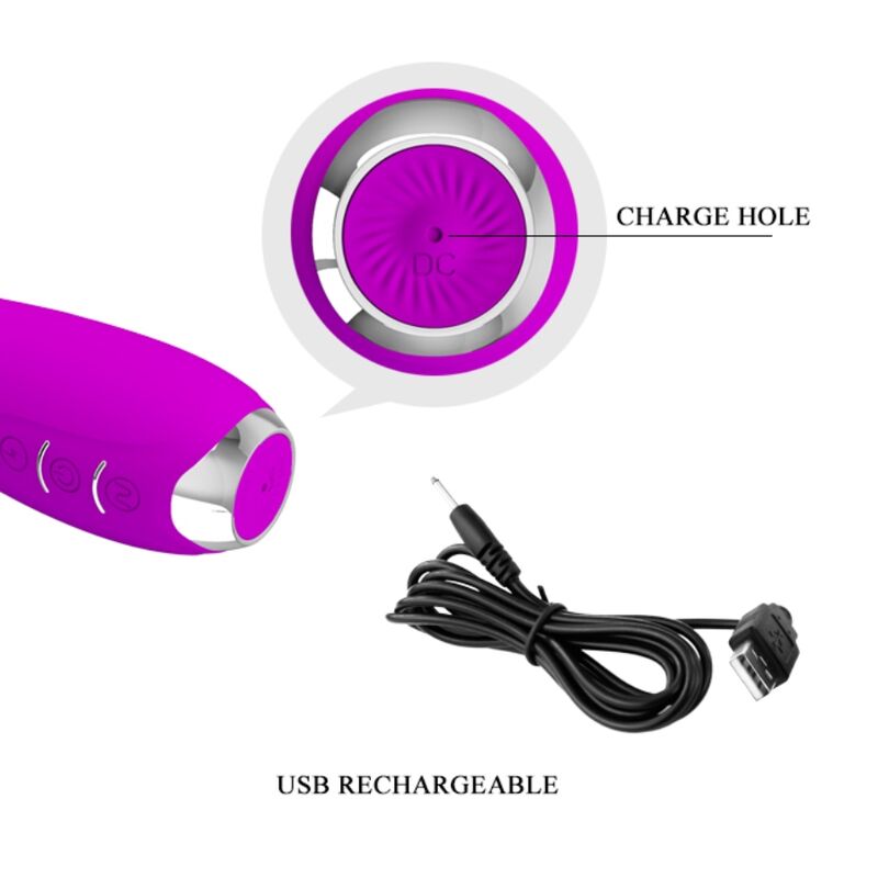 PRETTY LOVE - VIBRATEUR À ÉLECTROCHOC RECHARGEABLE HECTOR IMPERMÉABLE VIOLET