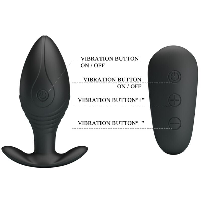 PRETTY LOVE - VIBRATEUR RECHARGEABLE PLUG ANAL QUEEN NOIR