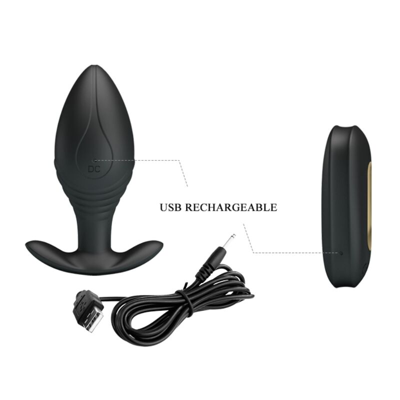 PRETTY LOVE - VIBRATEUR RECHARGEABLE PLUG ANAL QUEEN NOIR