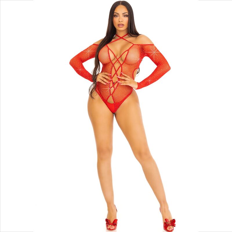 LEG AVENUE - BODY CROTHLESS CON ROSSO LUCIDO