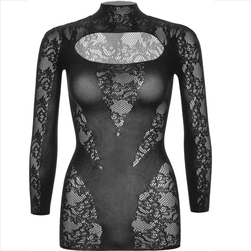 LEG AVENUE - MINI-ROBE NOIRE À MANCHES LONGUES AVEC DENTELLE