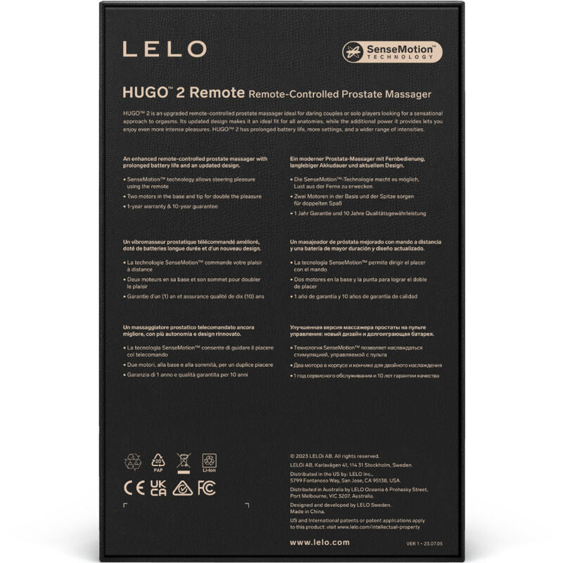 LELO - MASSEUR PROSTATIQUE AVEC TÉLÉCOMMANDE HUGO 2 VERT