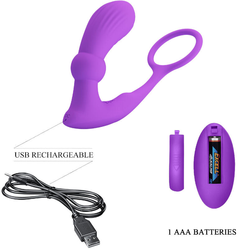 PRETTY LOVE - ANNEAU ANAL ET VIBRATEUR WARREN PURPLE