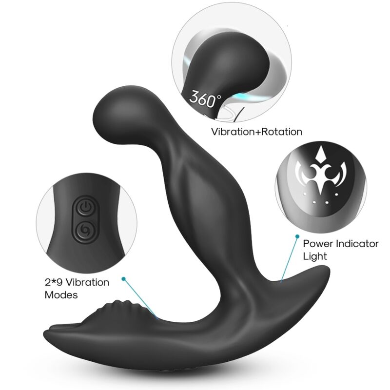 ARMONY - BAT KING PROSTATE ANAL ROTATEUR VIBRATEUR TÉLÉCOMMANDE NOIR