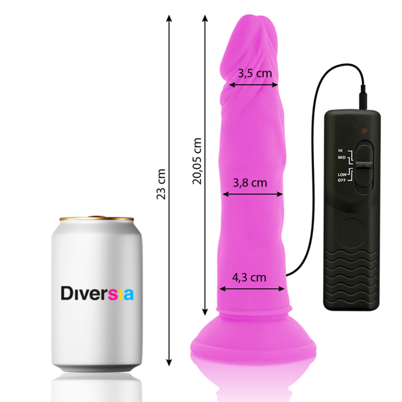 DIVERSIA - DILDO VIBRANTE FLESSIBILE VIOLA 23 CM -O- 4.3 CM